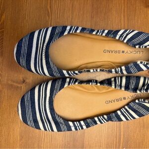 Lucky Brand Women's Striped Flats - Navy and White